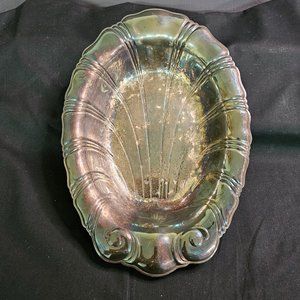 1847 Rogers Bros Neptune Serving Tray Scalloped 9" Oval IS 1970's Silver Plated